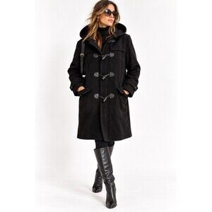 Nautica Black Wool Blend Hooded Duffle Toggle Coat Estimated Women’s XL